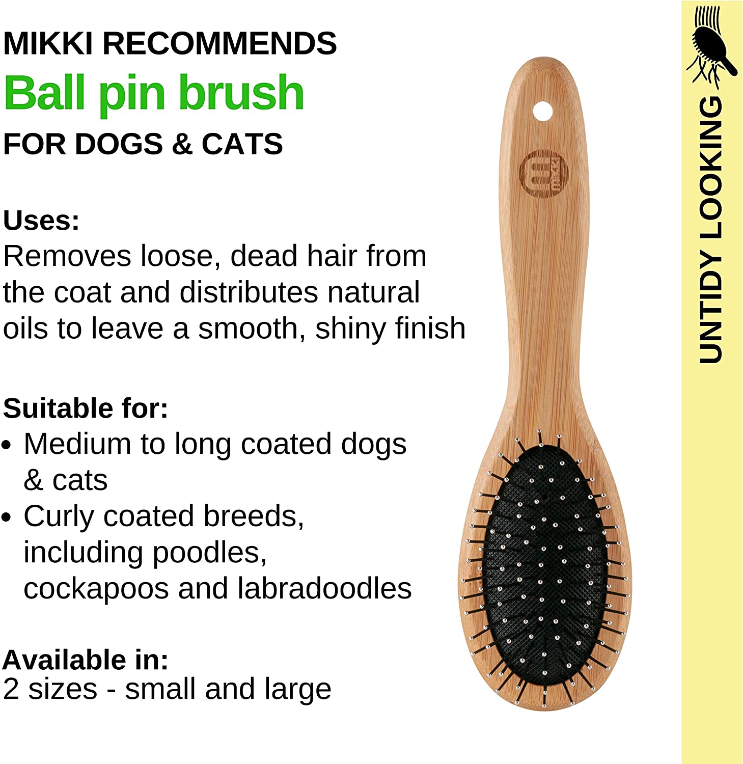 Miki Bamboo Anti Tangle Rake Dog Brush Description