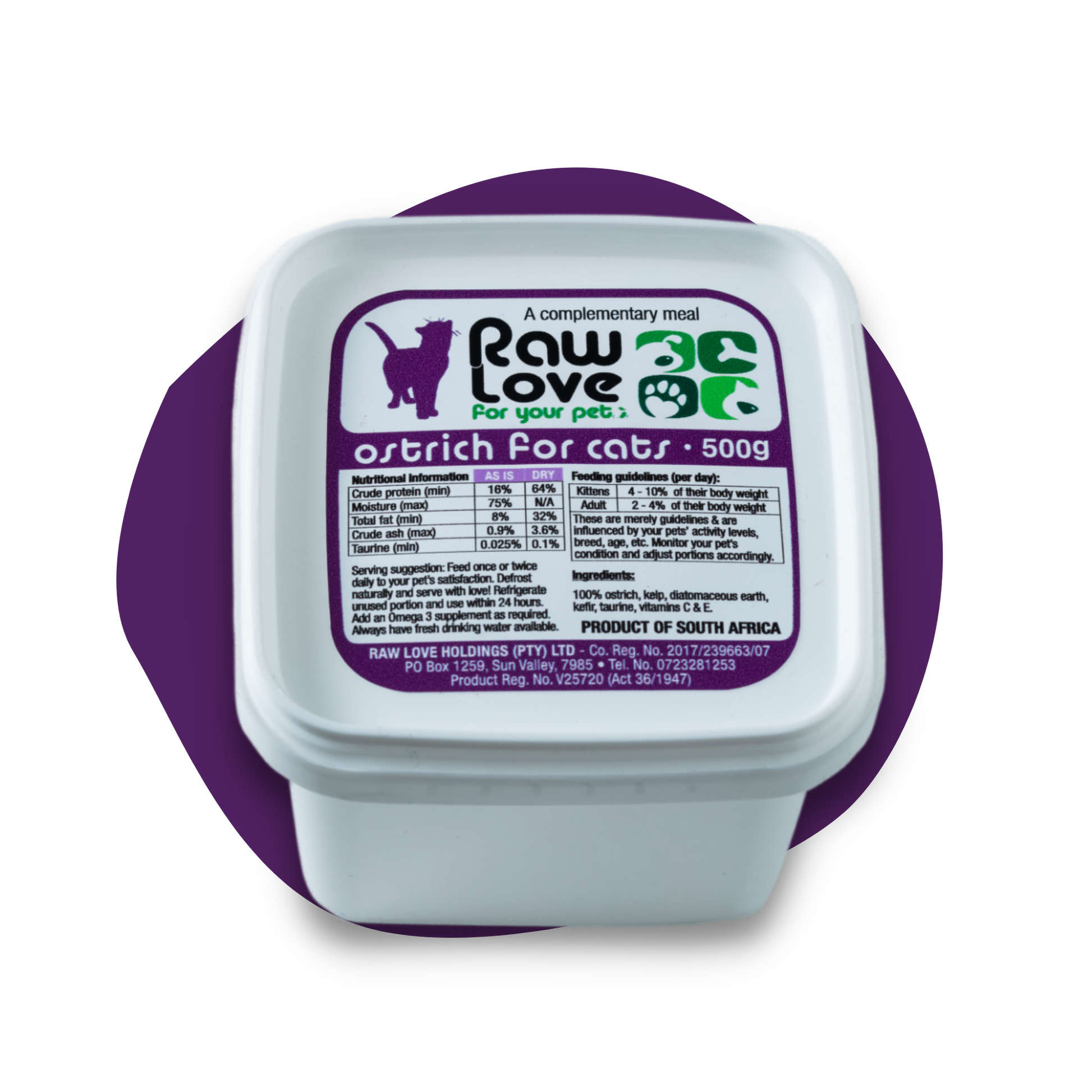 Raw Love cat food ostrich meal 500g