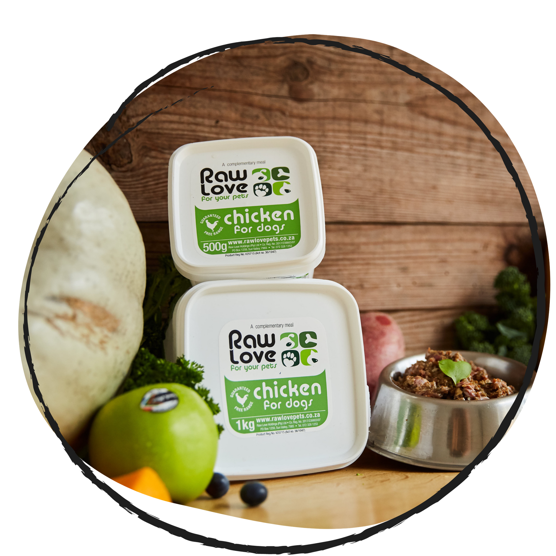 Raw Love chicken meal styled