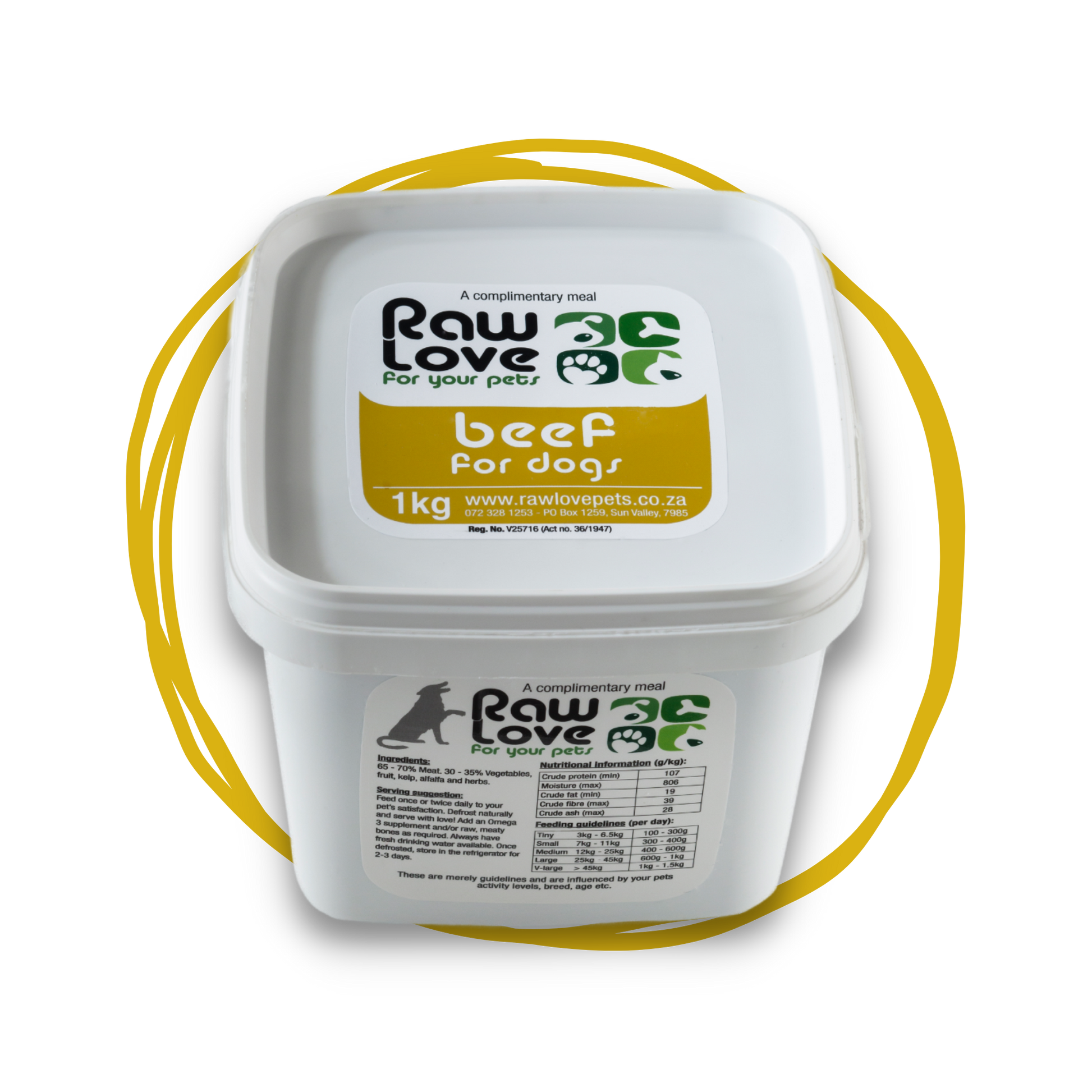 Raw Love dog food beef meal 1kg
