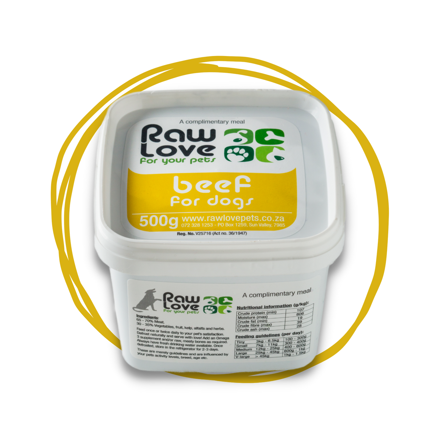 Raw Love dog food beef meal 500g
