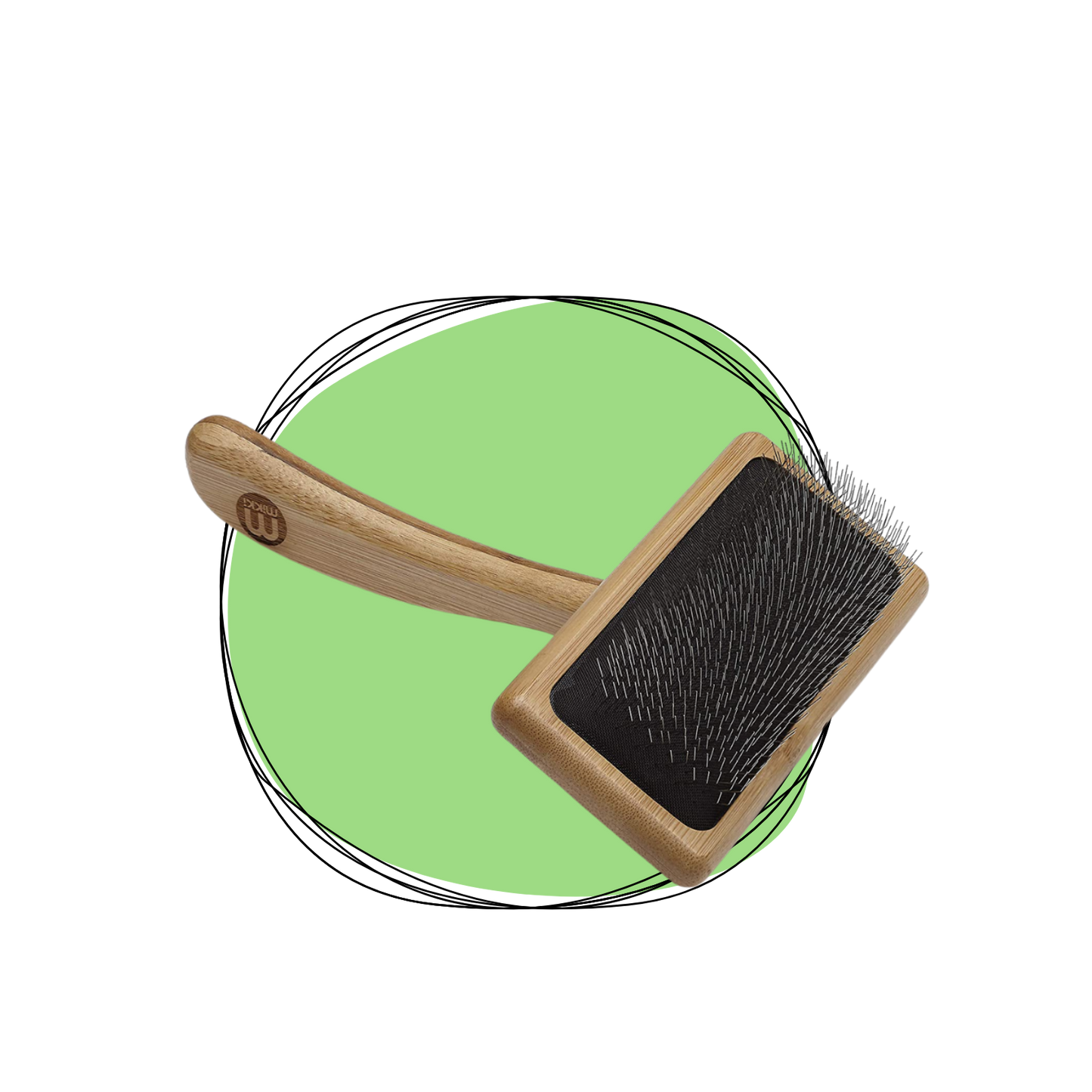 Miki Bamboo Soft Pin Slicker Dog Hair Brush