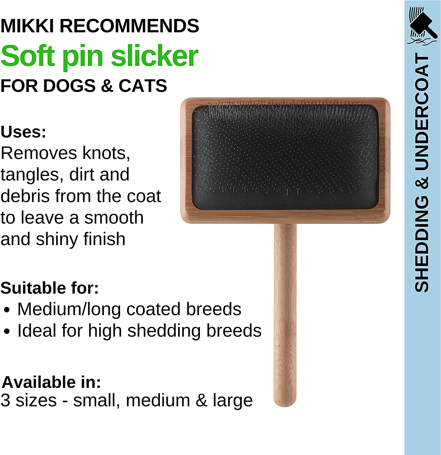 Miki Bamboo Soft Pin Slicker Dog Hair Brush uses