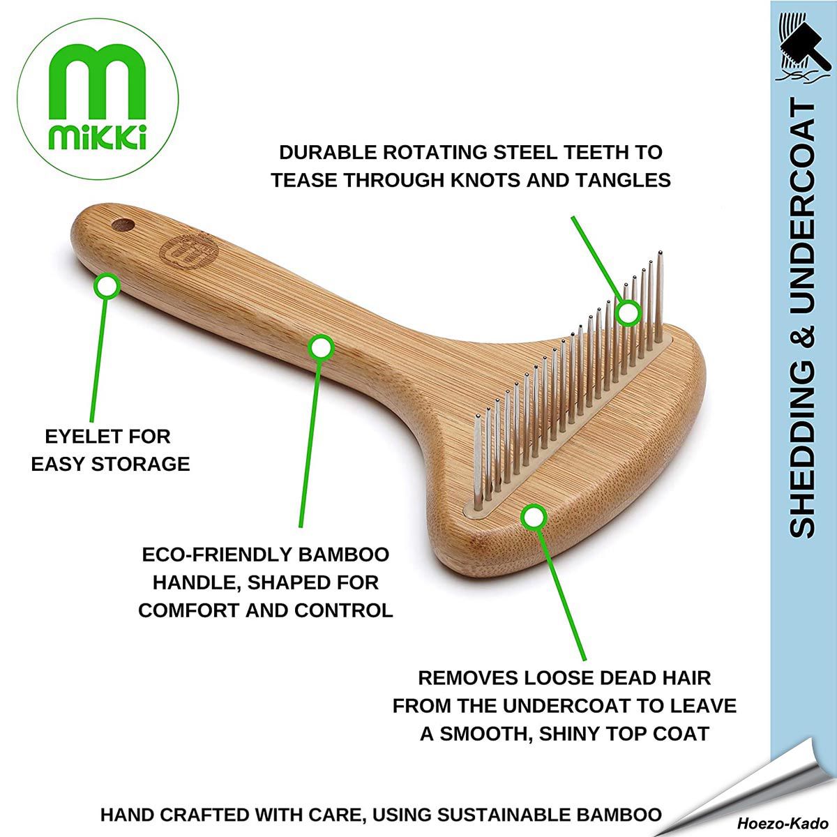 Miki Bamboo Anti Tangle Rake Dog Brush descriptions