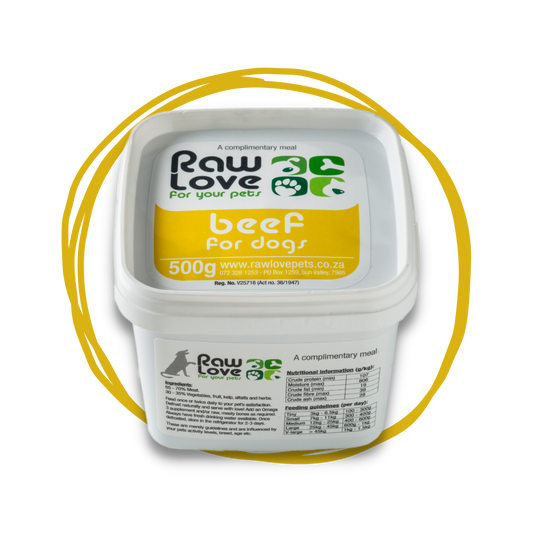 Raw Love dog food beef meal 500g