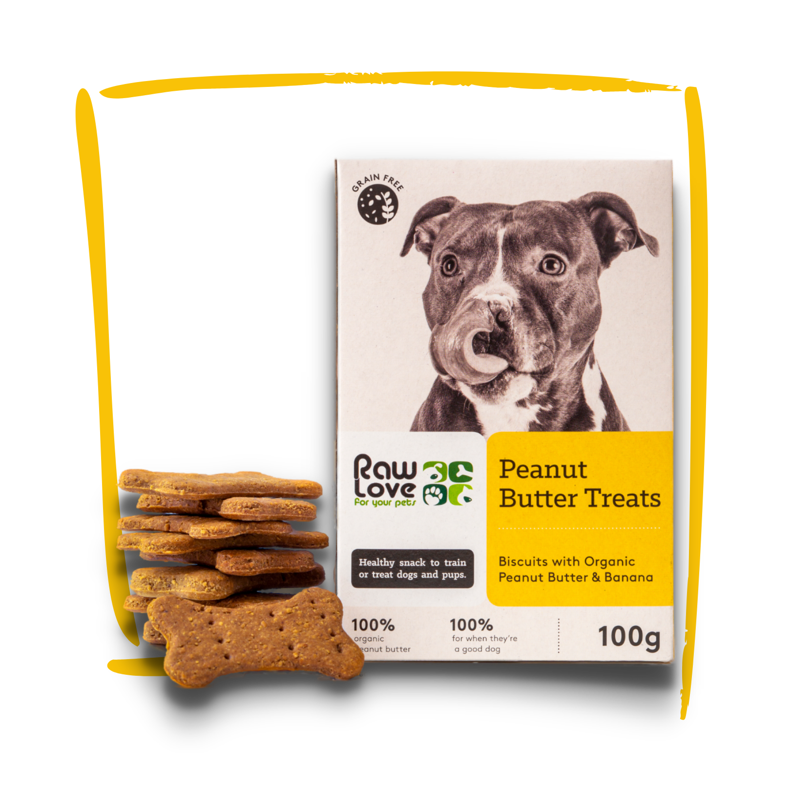 Raw Love dog treats peanut butter biscuits